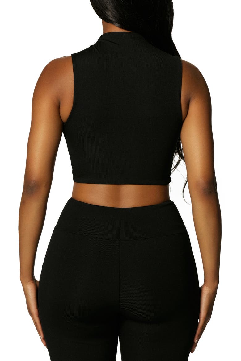 Mock Neck Crop Top, Alternate, color, BLACK