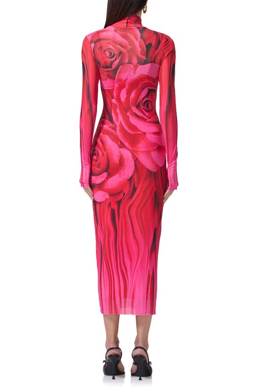 AFRM AFRM SHAILENE PRINT LONG SLEEVE POWERMESH MIDI DRESS