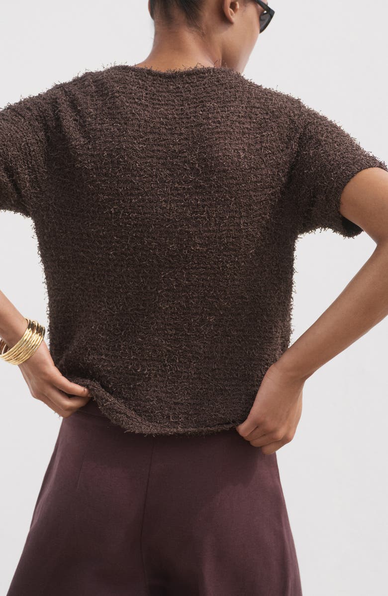 MANGO Bouclé Cardigan Sweater, Alternate, color, Chocolate