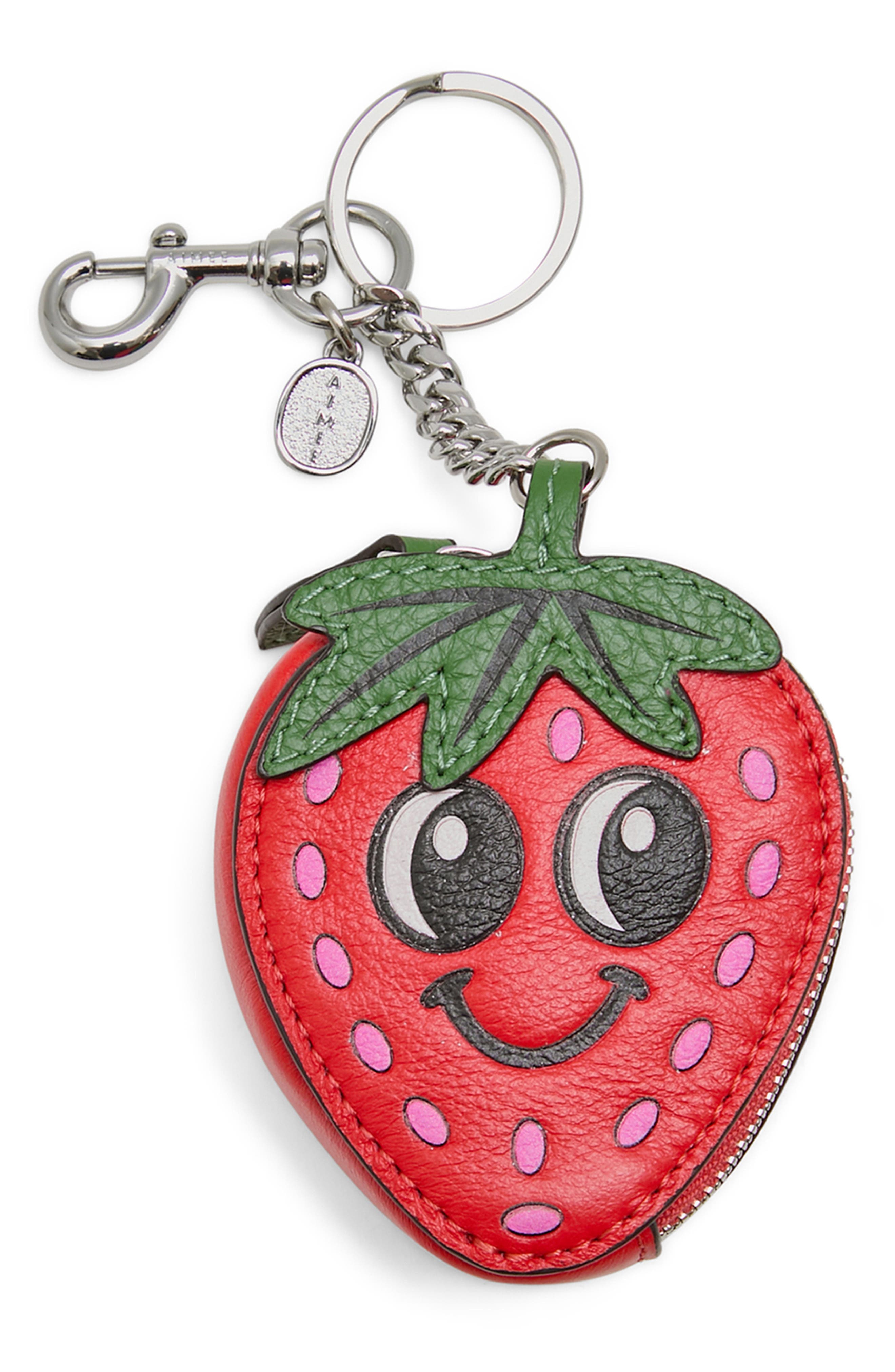 Aussie Strawberry Bag Charm, Main, color, RED