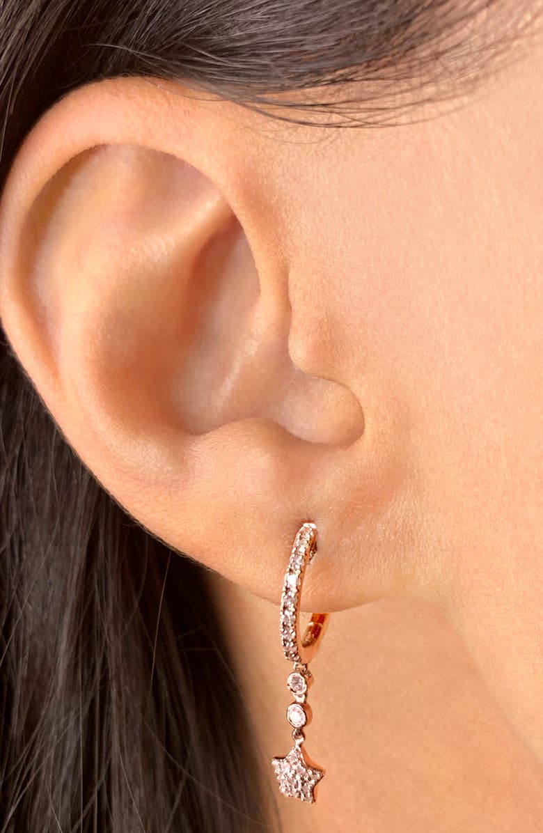 LuvMyJewelry Star Bezel Duo Hoop Earrings, Alternate, color, 