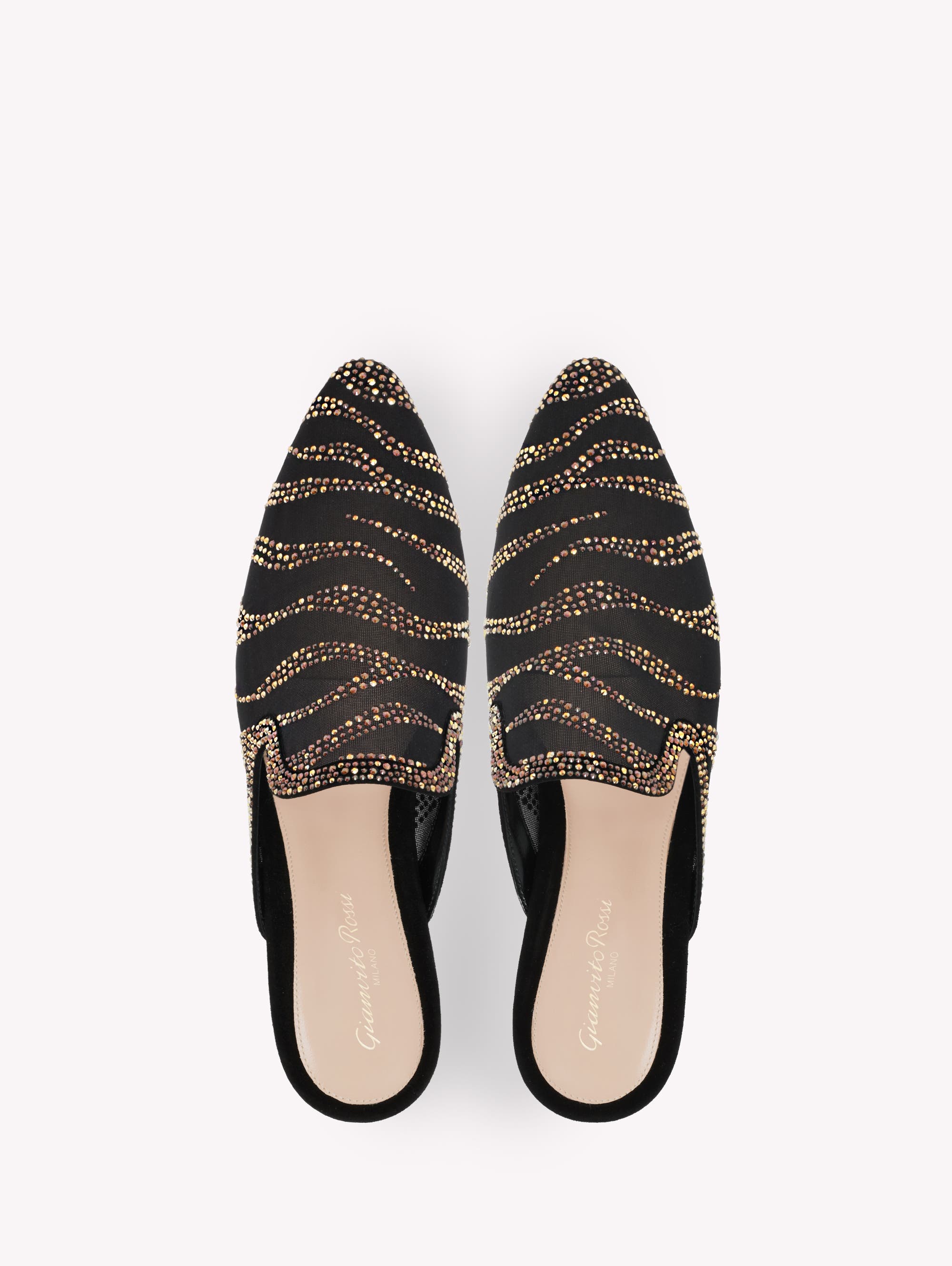 Gianvito Rossi Raja Crystal Slide, Alternate, color, Black Fabric