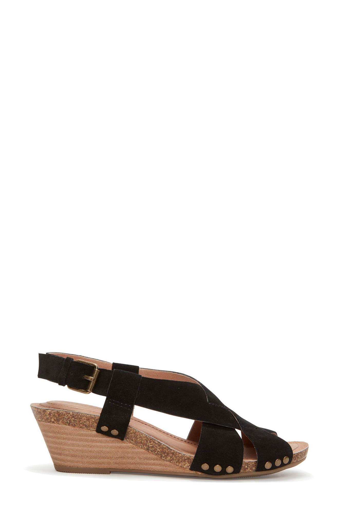 Adam Tucker Tarin Wedge Sandal, Alternate, color, BLACK SUEDE