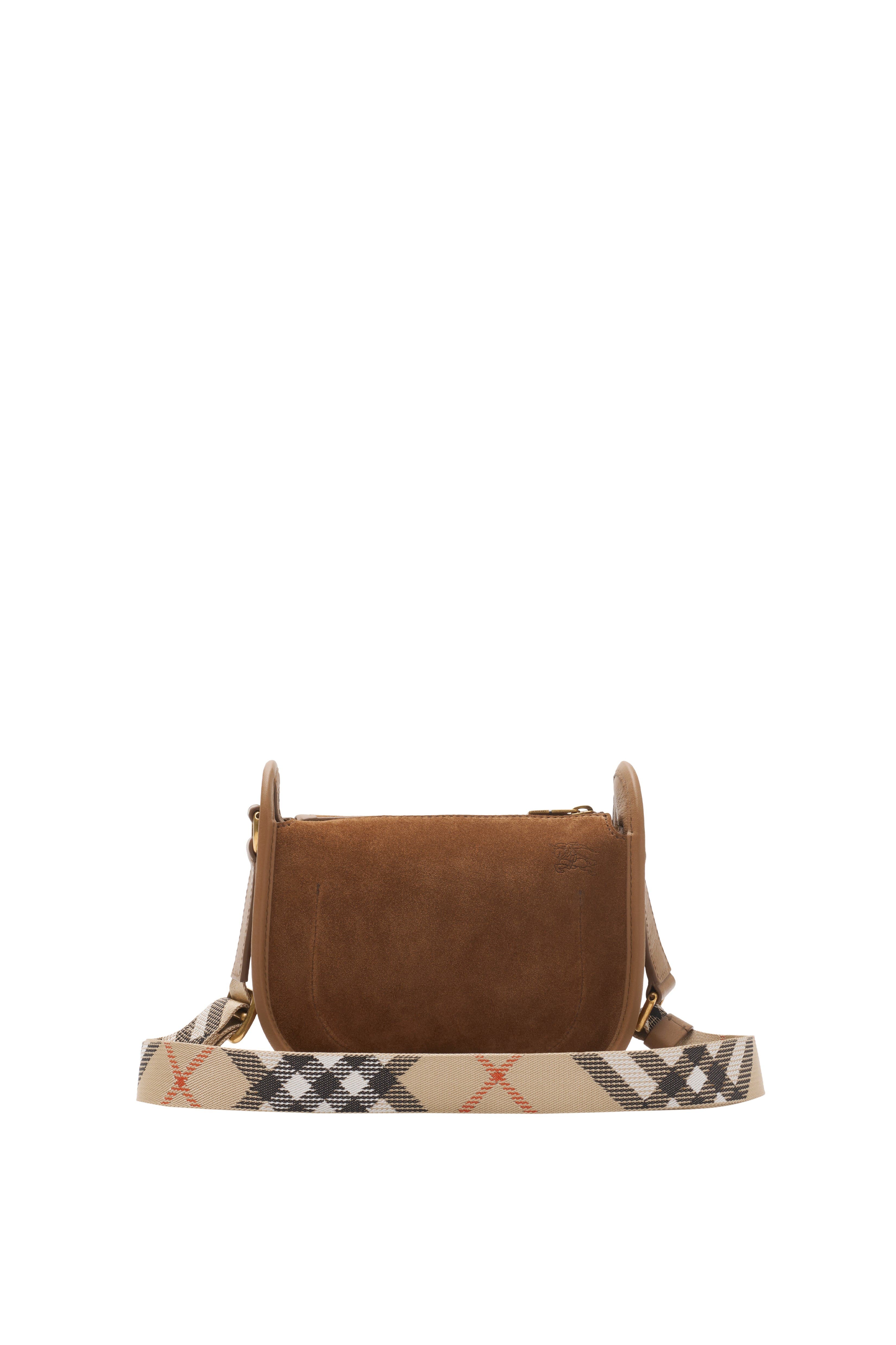Burberry Mini B Clip Messenger Bag, Alternate, color, Hazel Brown