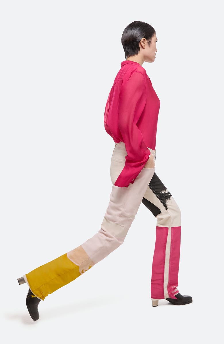 Helmut Lang Relaxed Fit Silk Organza Button-Up Shirt, Alternate, color, Fuchsia