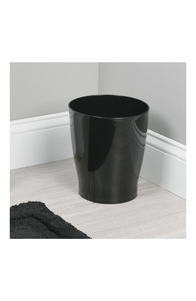 iDesign Small Round Plastic Bathroom Trash Can - Ideal for Bathroom or Office - Set of 4 - Black, Alternate, color, Black