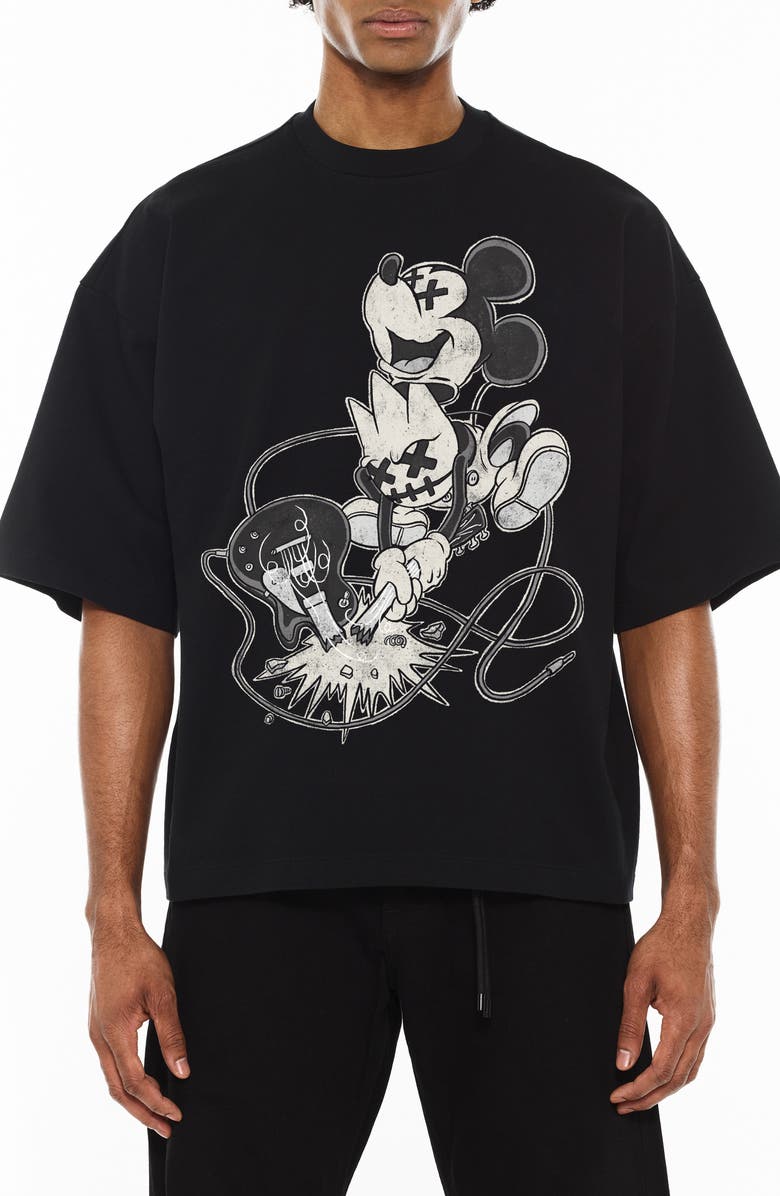 Cult of Individuality Oversize Mickie Mouse Graphic T-Shirt, Main, color, Black