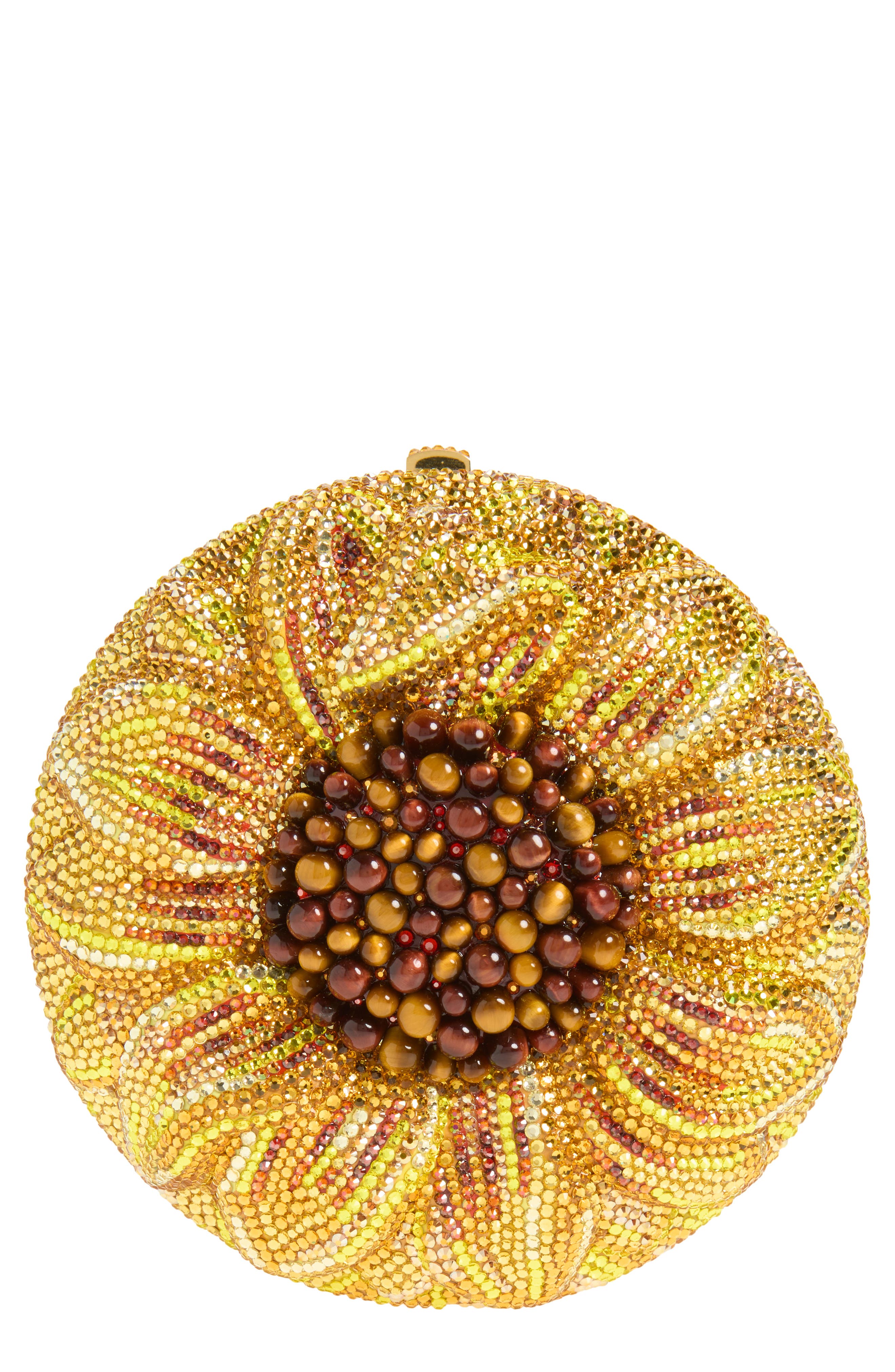 JUDITH LEIBER COUTURE Sunflower Soleil Crystal Minaudière, Main, color, Champagne Topaz Multi