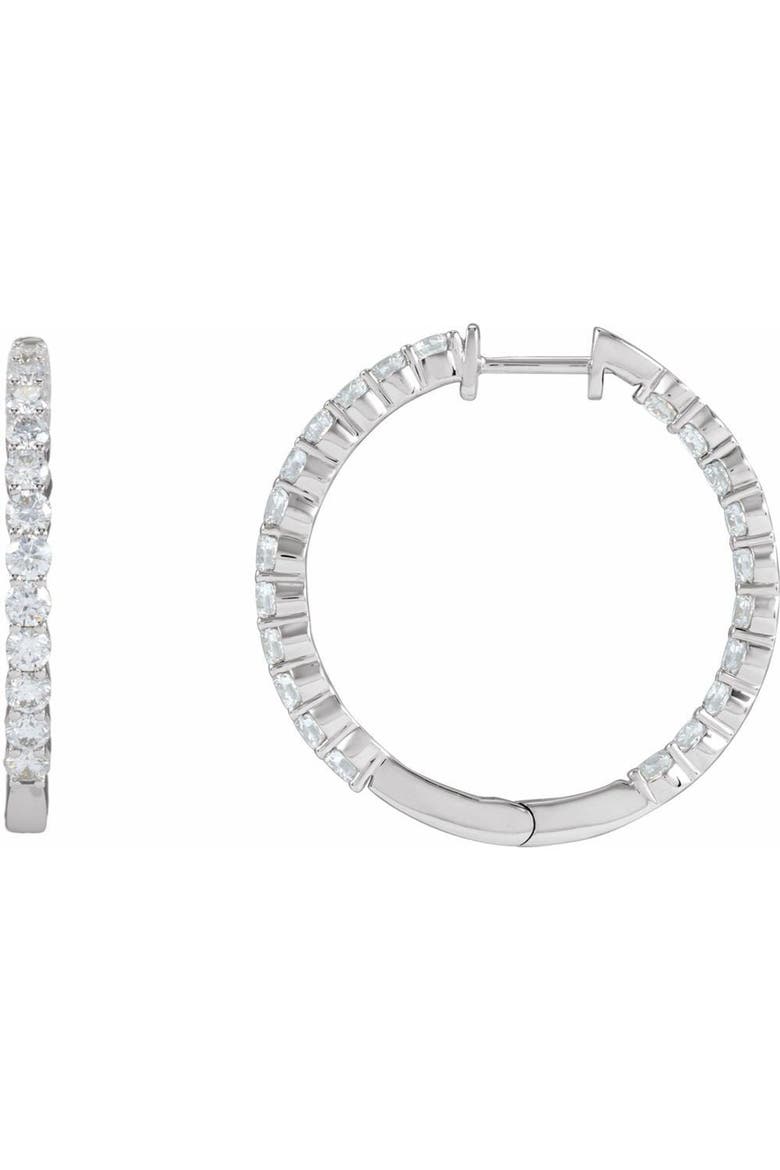 3 CT Lab-Grown Diamond Hoop Earrings in 14K Gold, Alternate, color, White