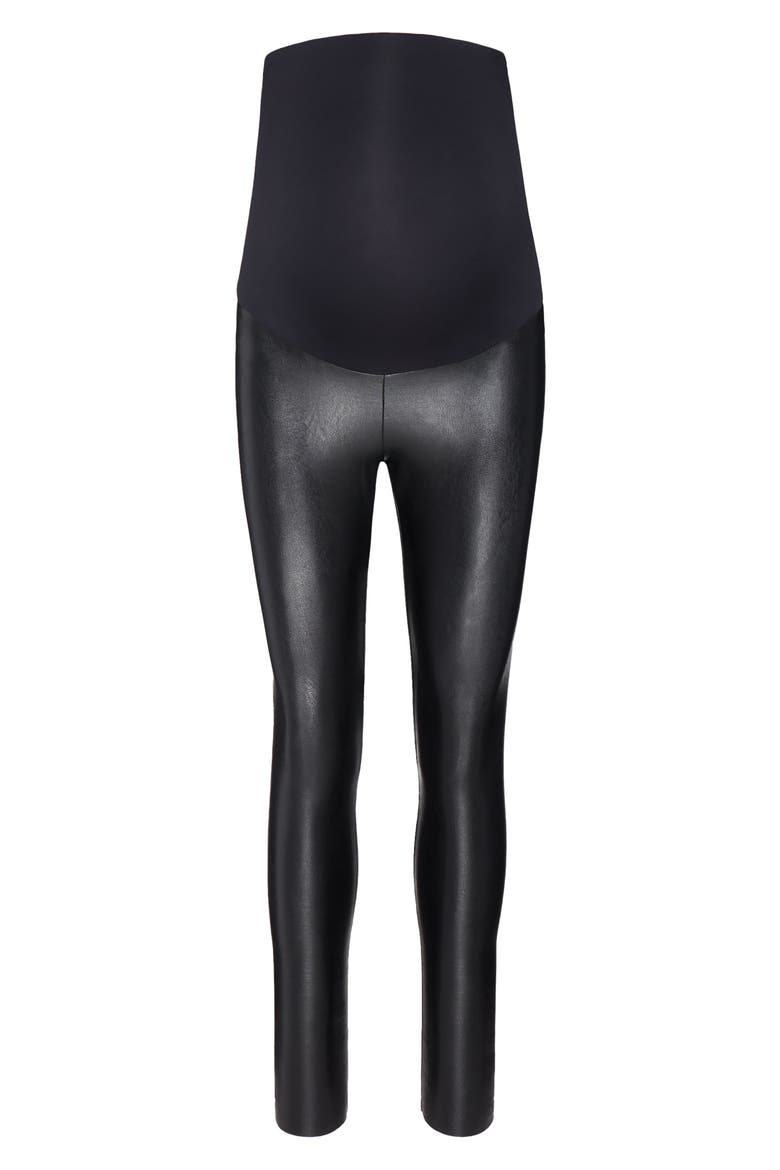 Over the Bump Faux Leather Maternity Leggings, Alternate, color, BLACK