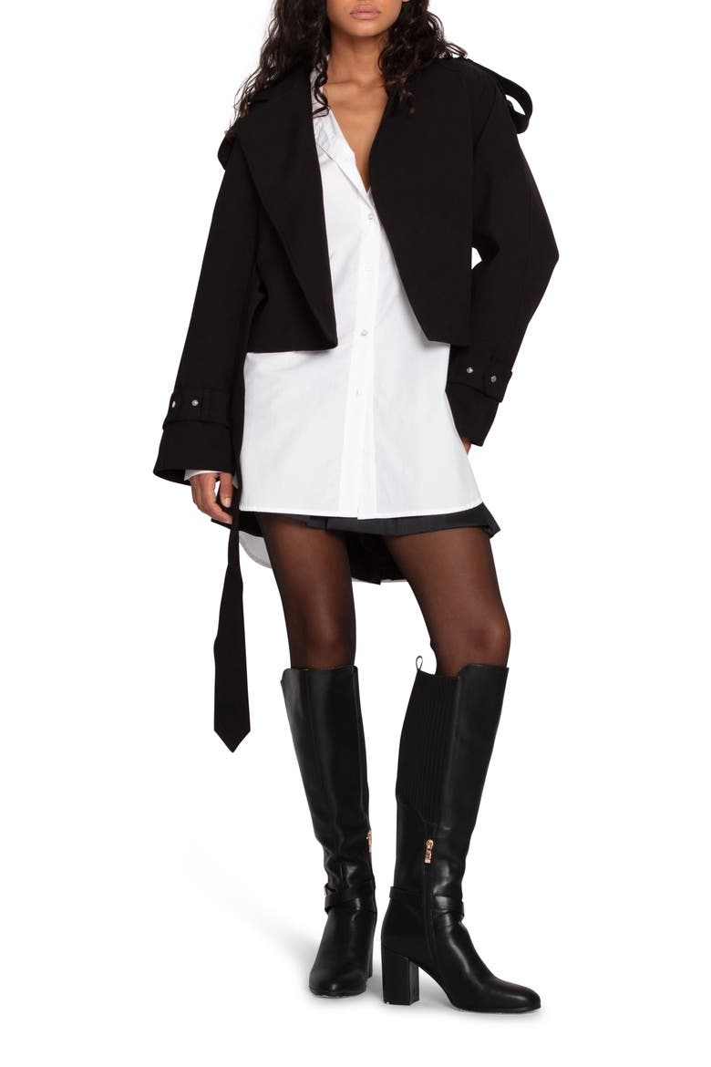 Fast Car Crop Trench Coat, Alternate, color, BLACK