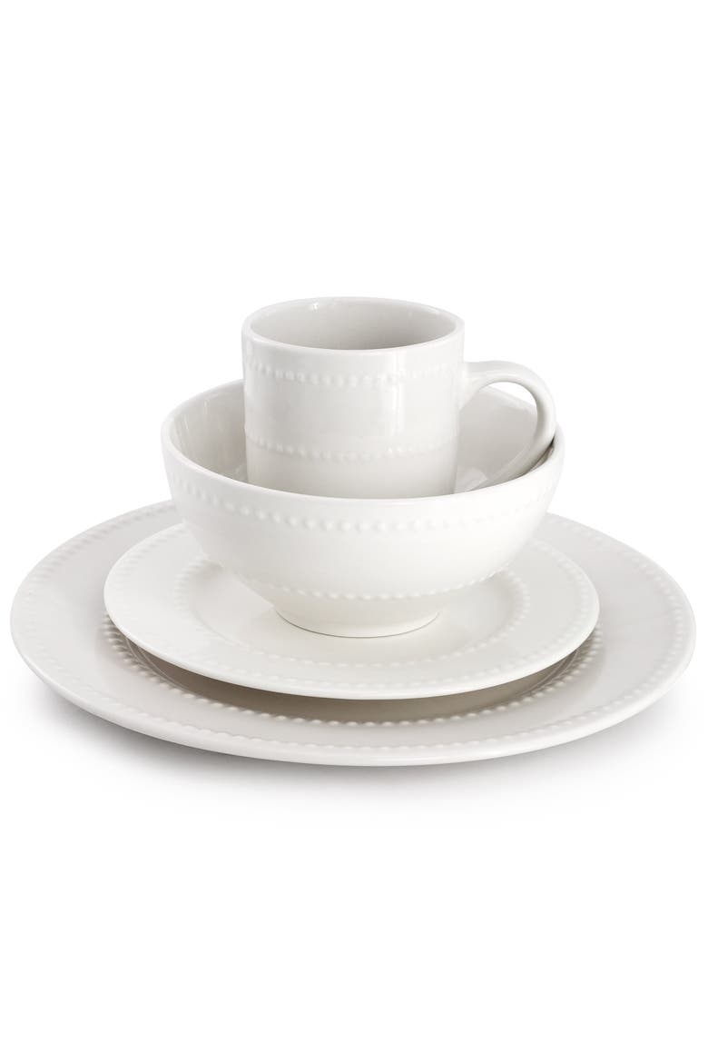 Olevia 16 Piece Stoneware Dinnerware Set in White, Alternate, color, White