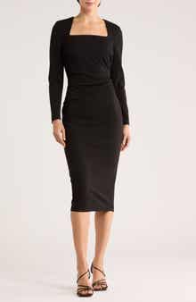 Calvin Klein Square Neck Midi Sheath Dress