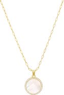 st. Moran Cubic Zirconia Halo Mother-of-Pearl Pendant Necklace