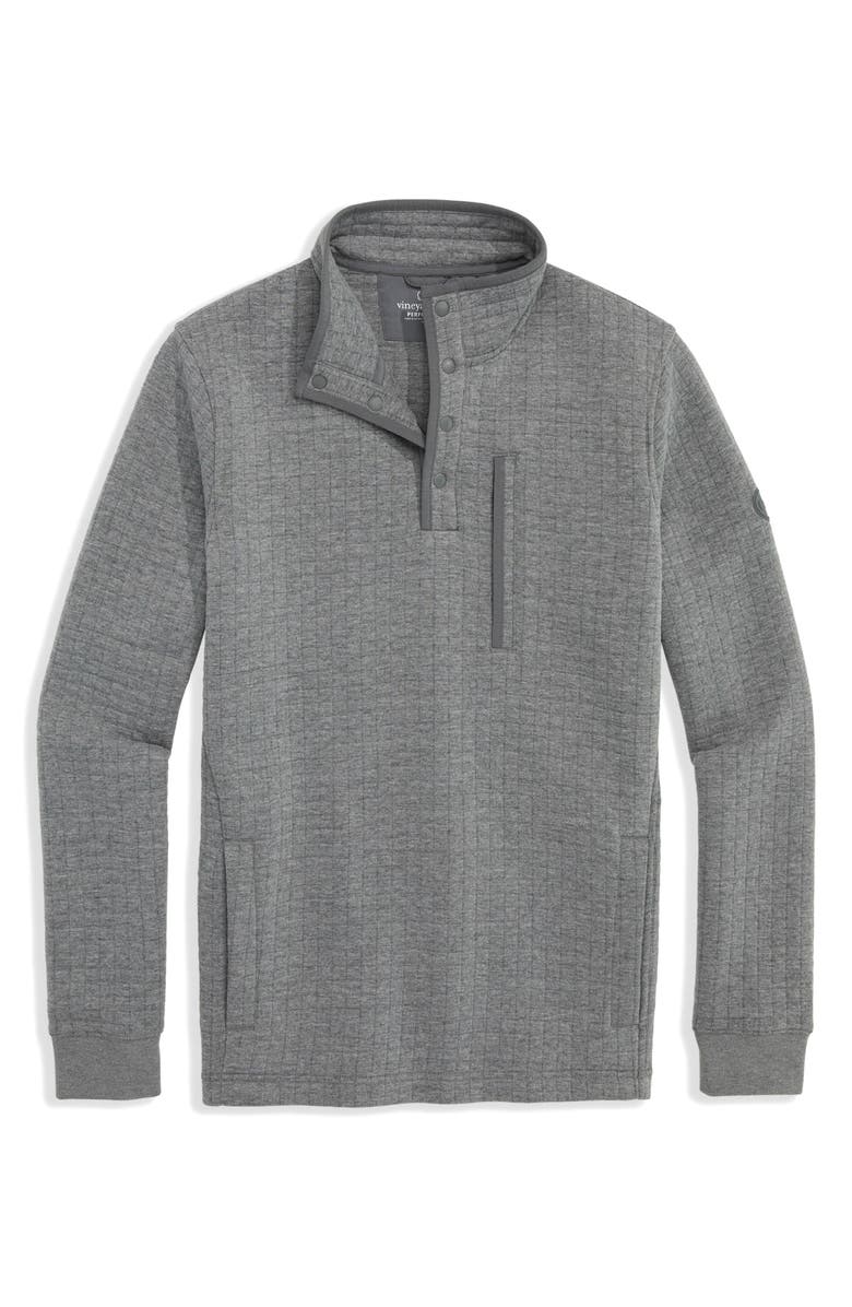 vineyard vines Quilted Quarter Snap Pullover, Main, color, Grey Heather