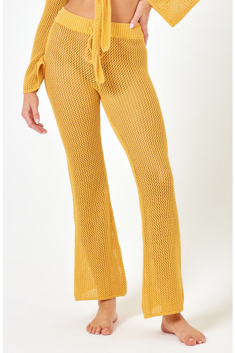 Los Cabos Open Stitch Cover-Up Sweater Pants, Main, color, SUNSHINE