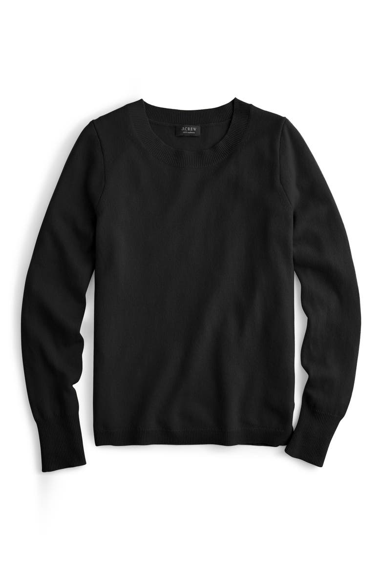 Crewneck Cashmere Sweater, Alternate, color, BLACK
