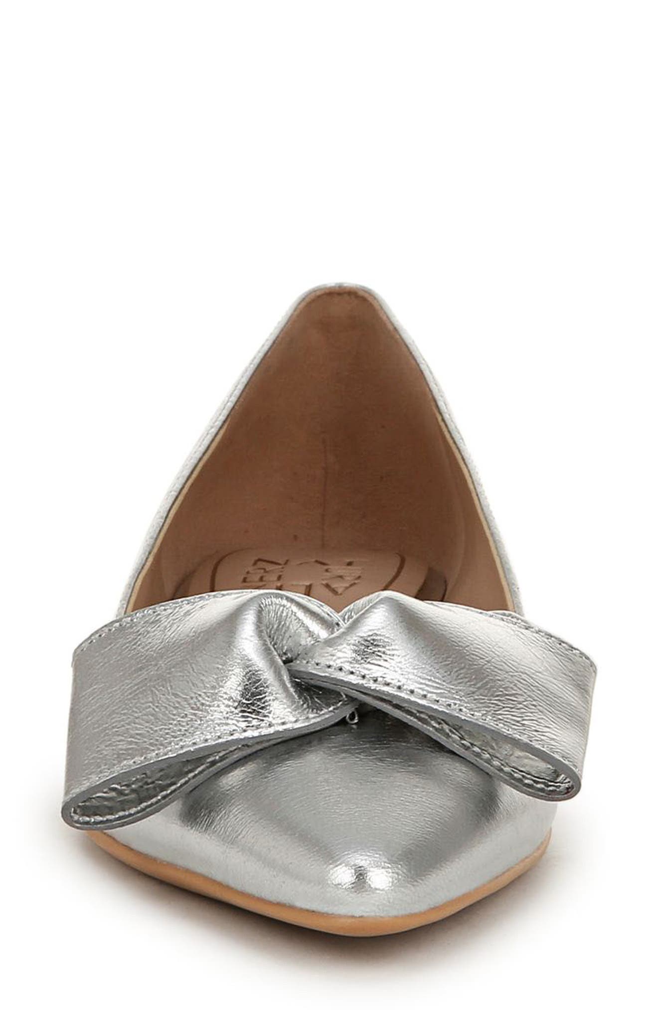 Naturalizer Havana Bow Pointed Toe Flat, Alternate, color, Silver