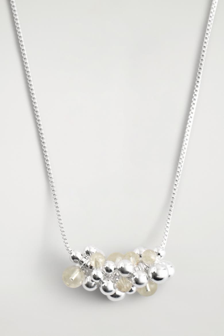 Clustered Beaded Necklace, Alternate, color, SILVER