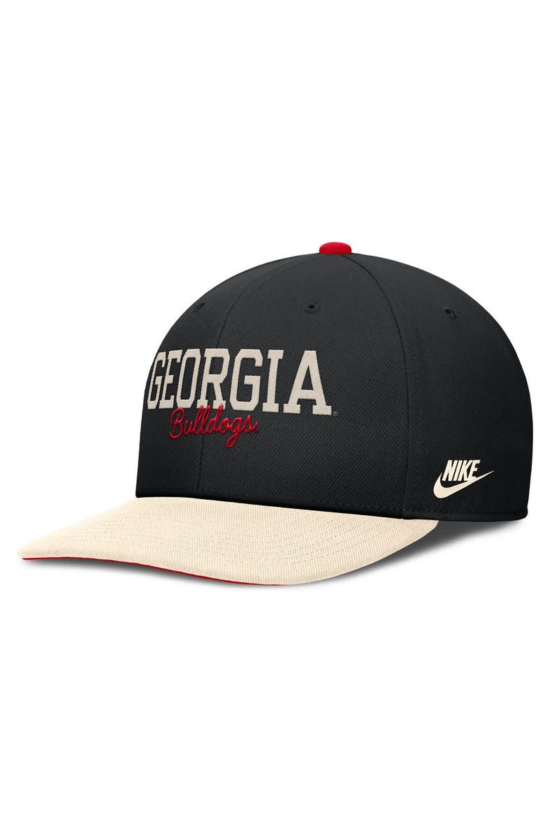 Nike Men's Nike Black/Cream Georgia Bulldogs Pro Legacy Script Snapback Hat, Alternate, color, 