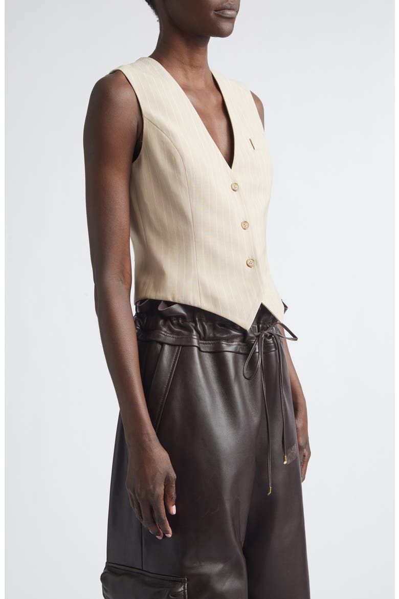 Shimmer Pinstripe Vest, Alternate, color, SAND