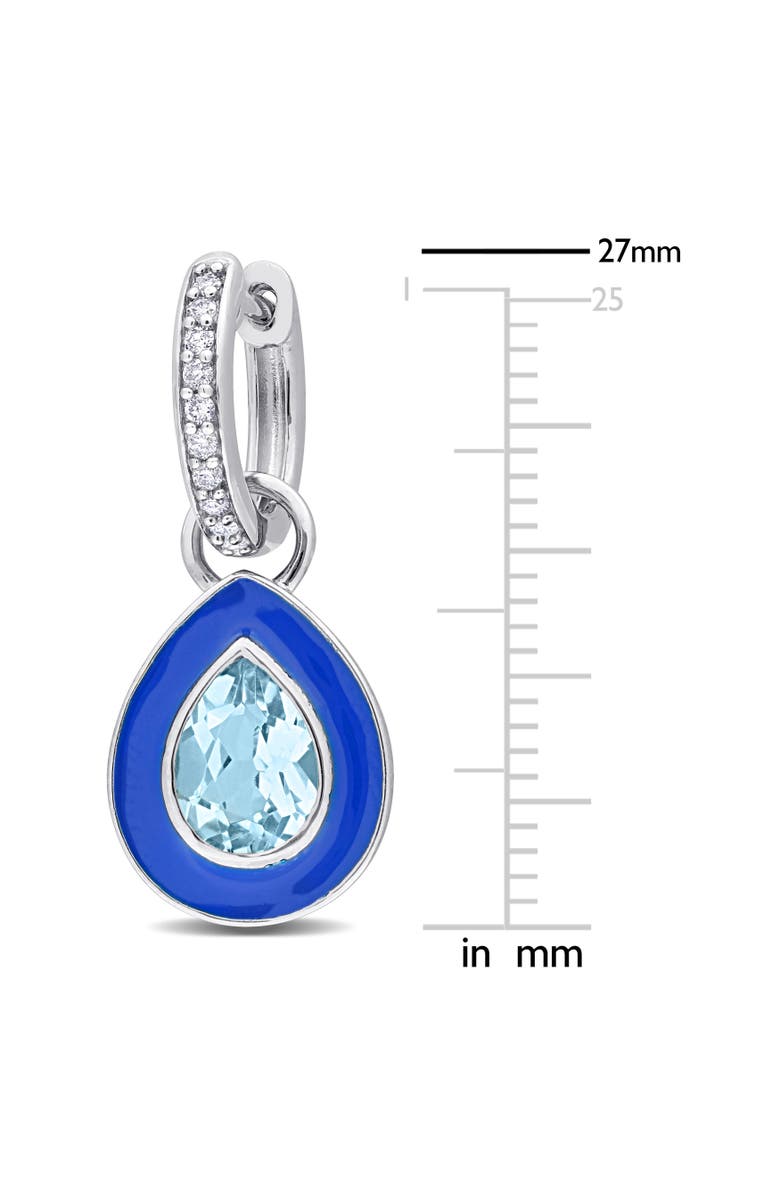 Julianna B. Topaz Blue Enamel Pear Halo Huggie Hoop Earrings, Alternate, color, Blue Topaz