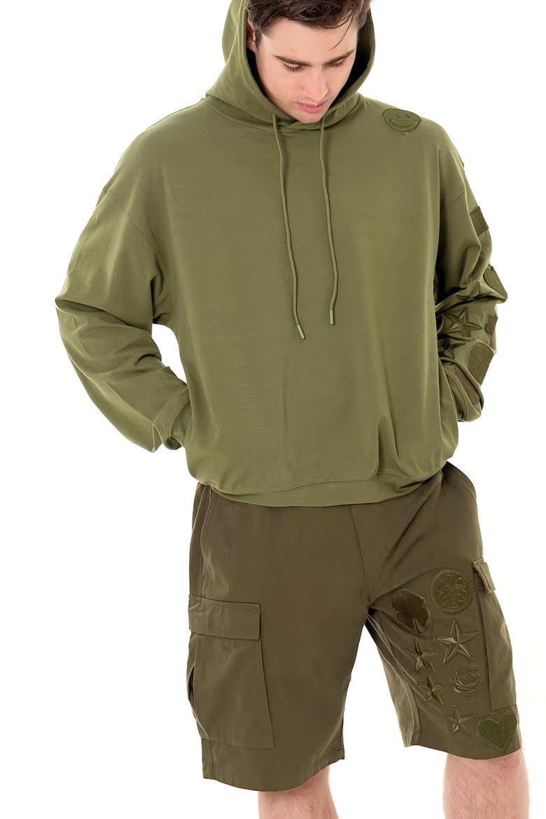Menswear Patches Cargo Shorts, Alternate, color, Army Green