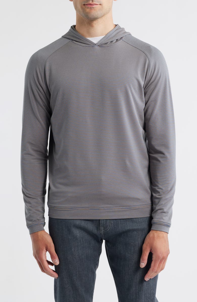 Peter Millar Pine Sugar Stripe Performance Hoodie, Main, color, Blue Haze