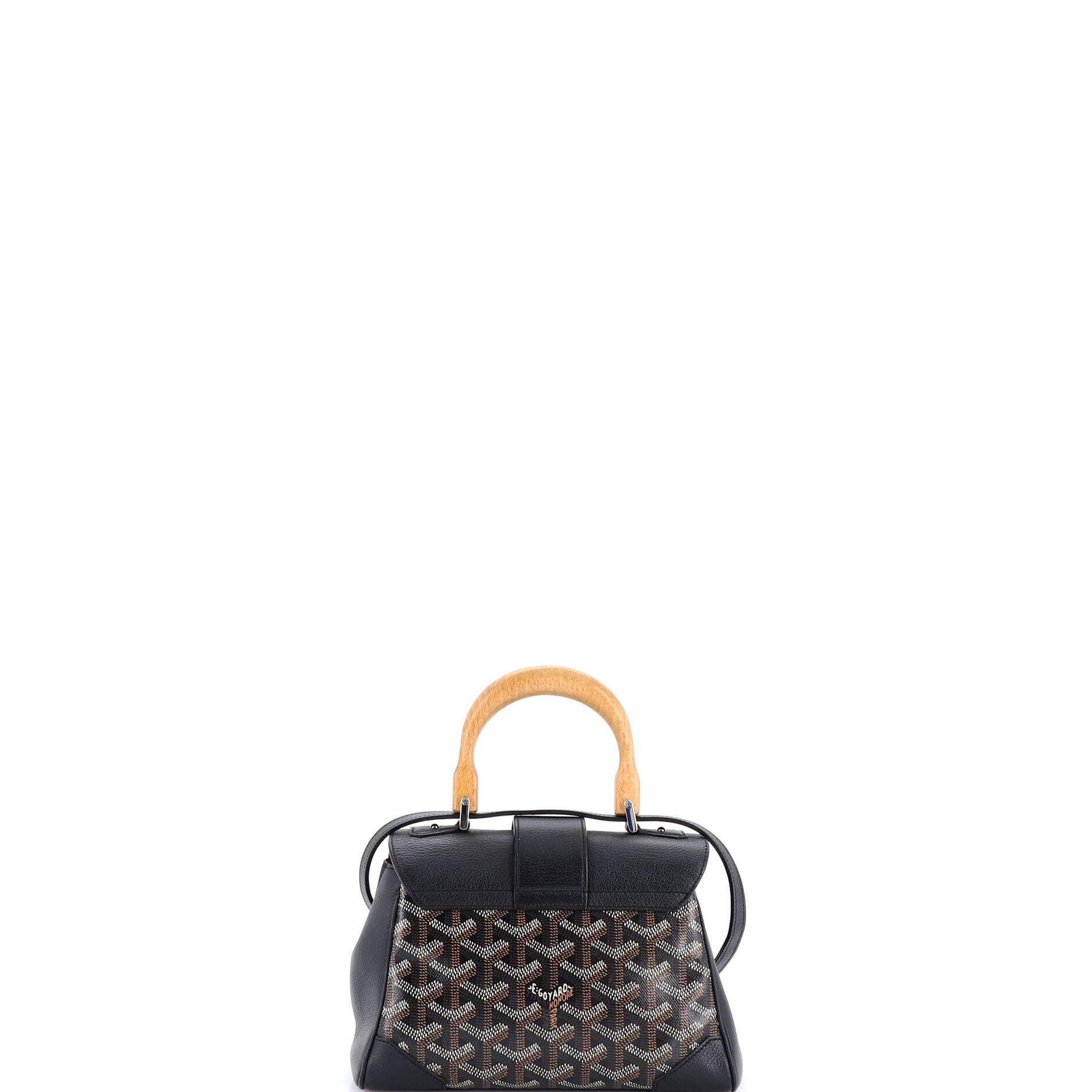 Pre-Owned Goyard Saigon Top Handle Bag Coated Canvas with Leather Mini, Alternate, color, Black