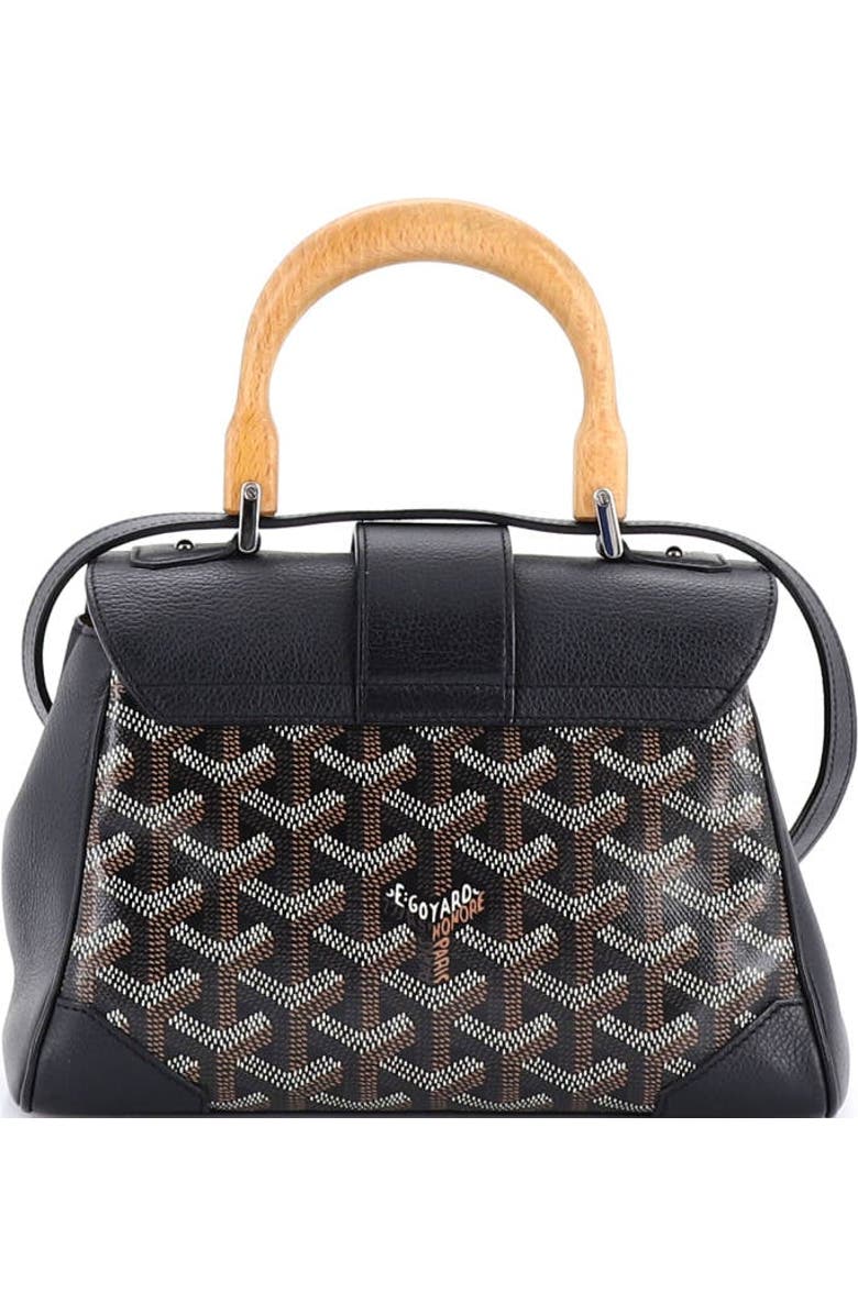 Pre-Owned Goyard Saigon Top Handle Bag Coated Canvas with Leather Mini, Alternate, color, Black