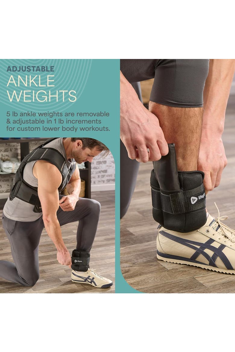 Flexvest Adjustable Weighted Vest for Women & Men 15 or 20 lb Workout Vest for Running, Cardio, Strength Training, Alternate, color, Black for Men