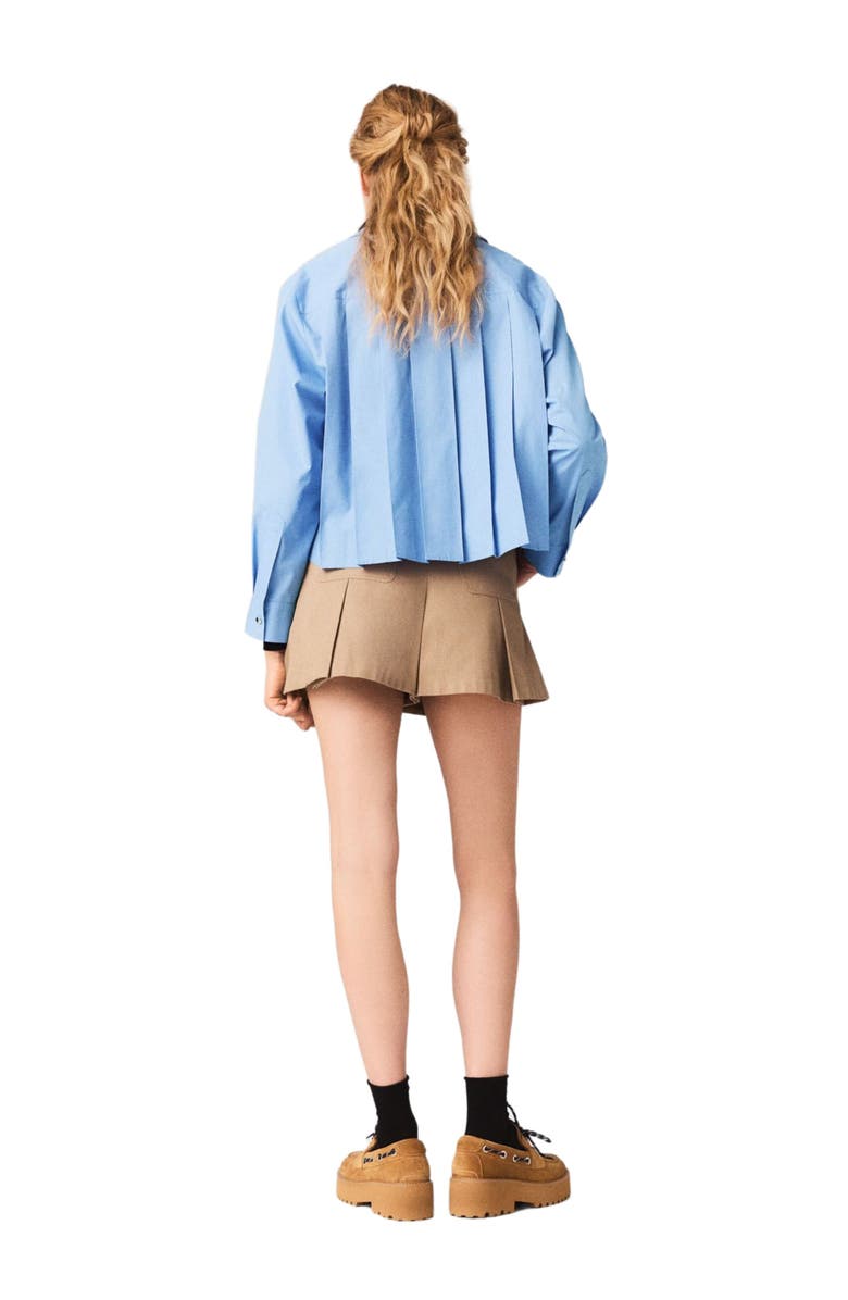 maje Pleated cotton shorts, Alternate, color, Mastic Beige