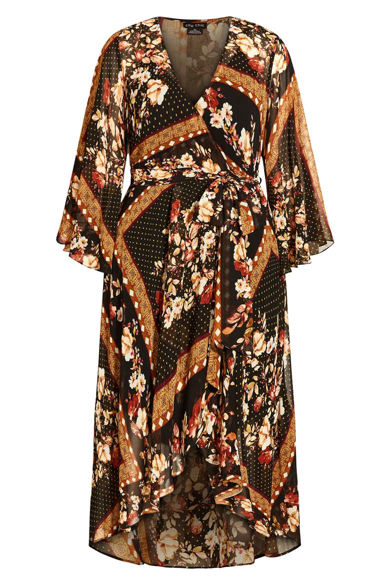 Falling Floral Long Sleeve Wrap Maxi Dress, Alternate, color, FLORAL