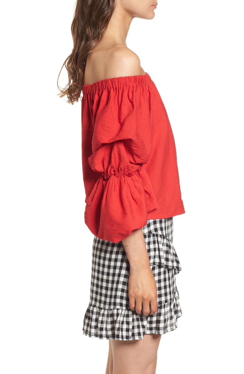 All in Favor Puff Sleeve Off the Shoulder Top, Alternate, color, 