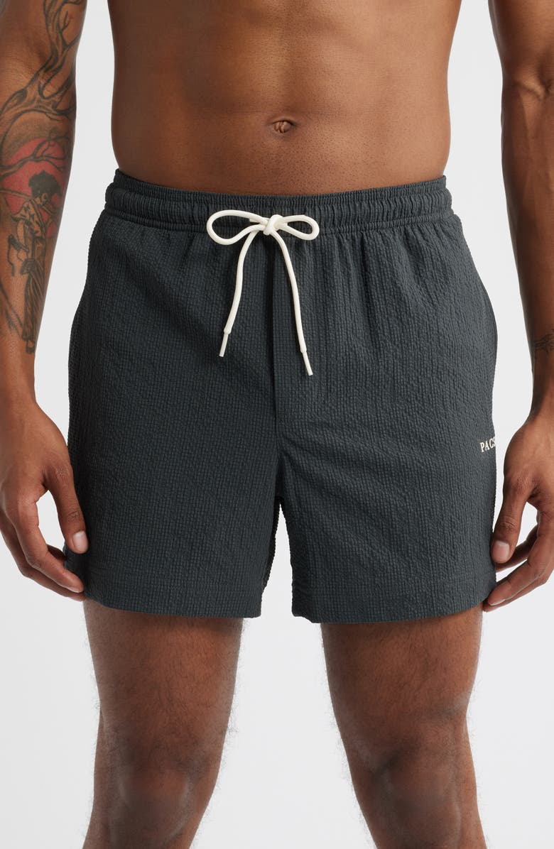 PacSun Solid Seersucker Swim Trunks, Main, color, 