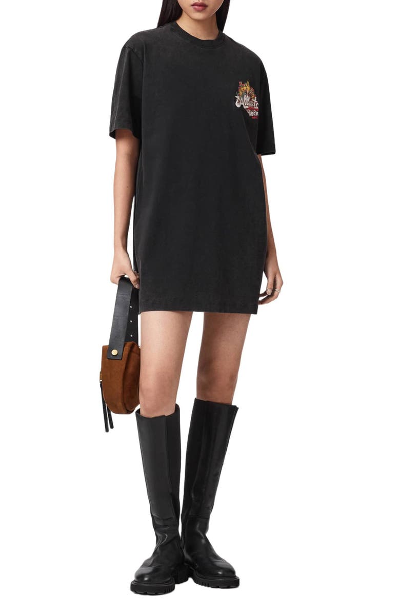 AllSaints Roque Graphic T-Shirt Dress, Alternate, color, 