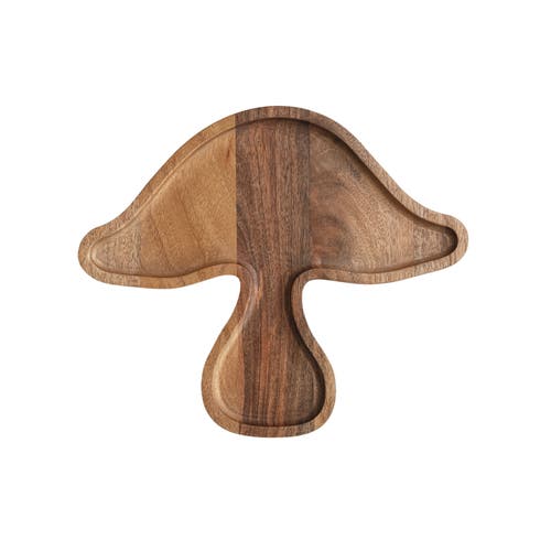 Storied Home Mushroom Shaped Mango Wood Serving Board, Natural In Brown