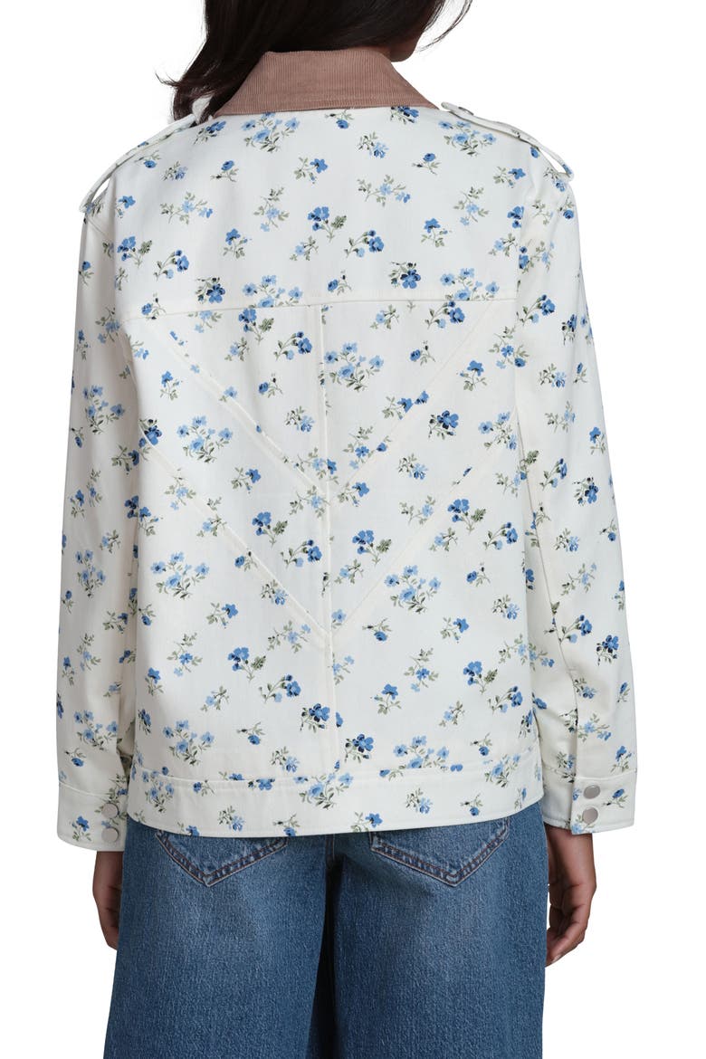 Mixed Media Twill Jacket, Alternate, color, VALLEY FLORAL CORNFLOWER