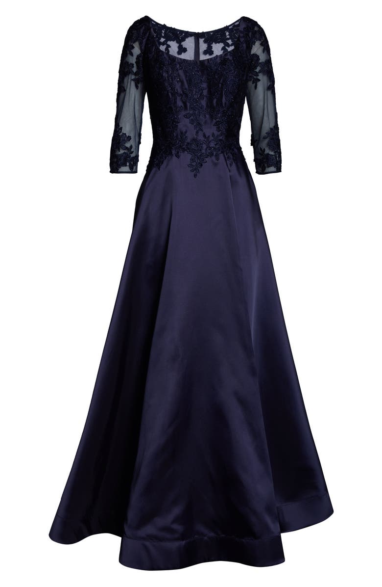 La Femme Lace & Mikado A-Line Gown, Alternate, color, 