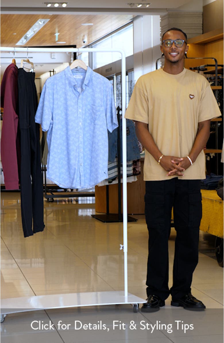 San Lucio Lotos Floral IslandZone<sup>®</sup> Short Sleeve Cotton Blend Button-Up Shirt, sales video thumbnail