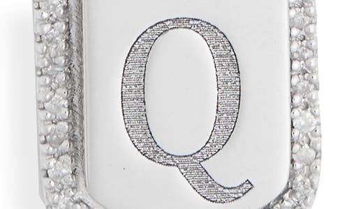 Meshmerise Diamond Initial Dog Tag Pendant Necklace In White-q