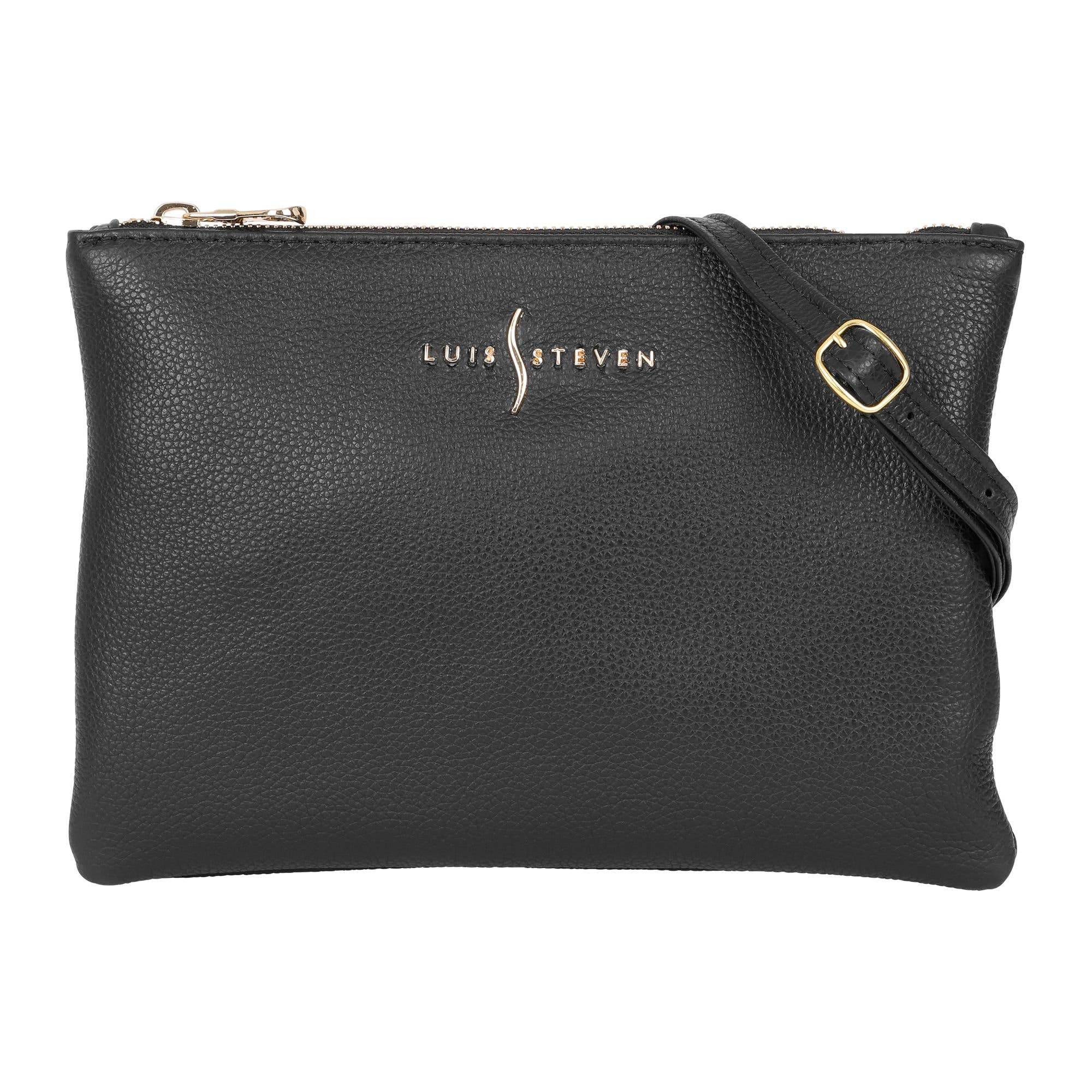 Crossbody Leather Pouch, Main, color, Black