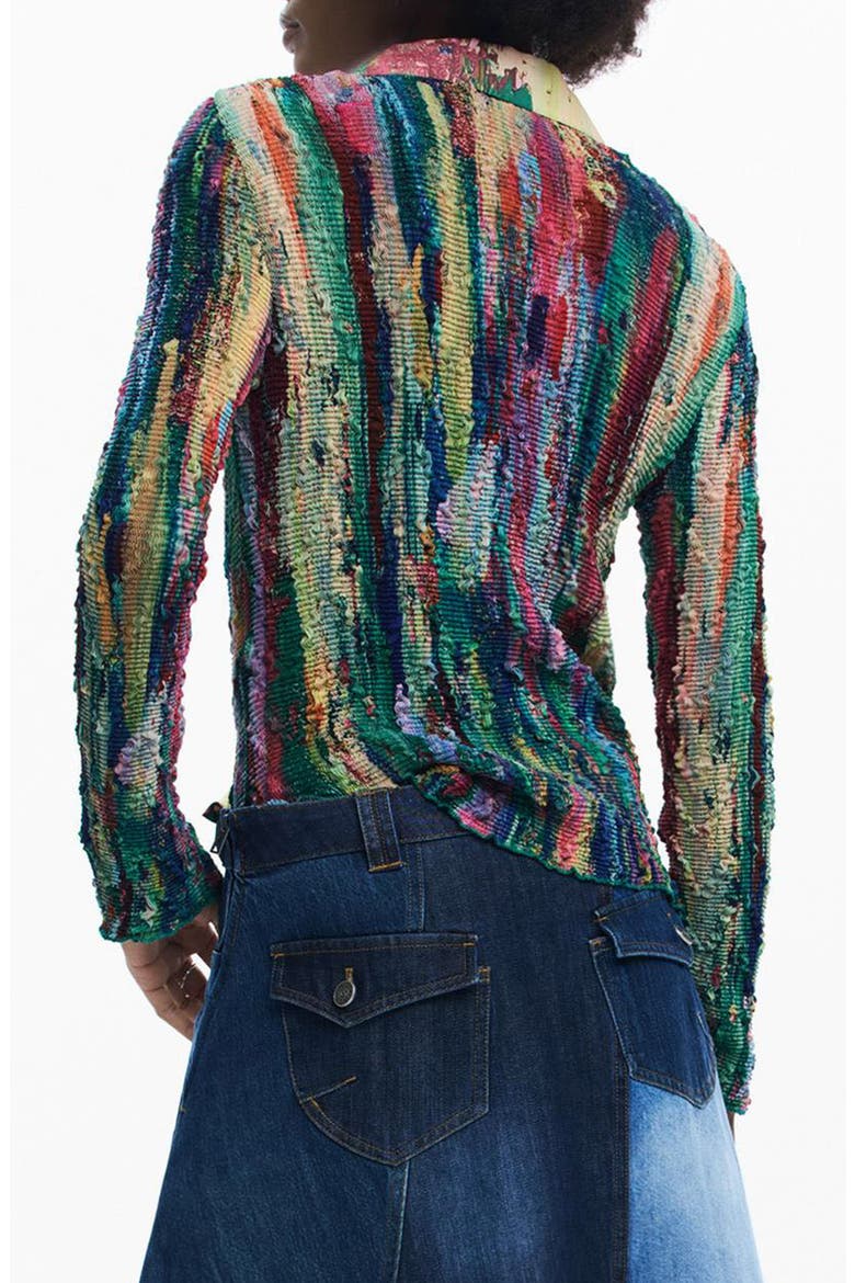 Textured Button-Up Shirt, Alternate, color, GREEN MULTI