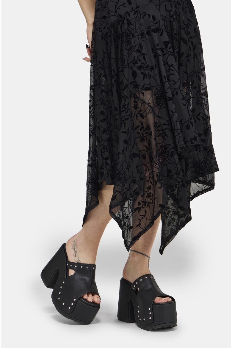 Deadly Nightshade Mesh Midi Dress, Alternate, color, Black