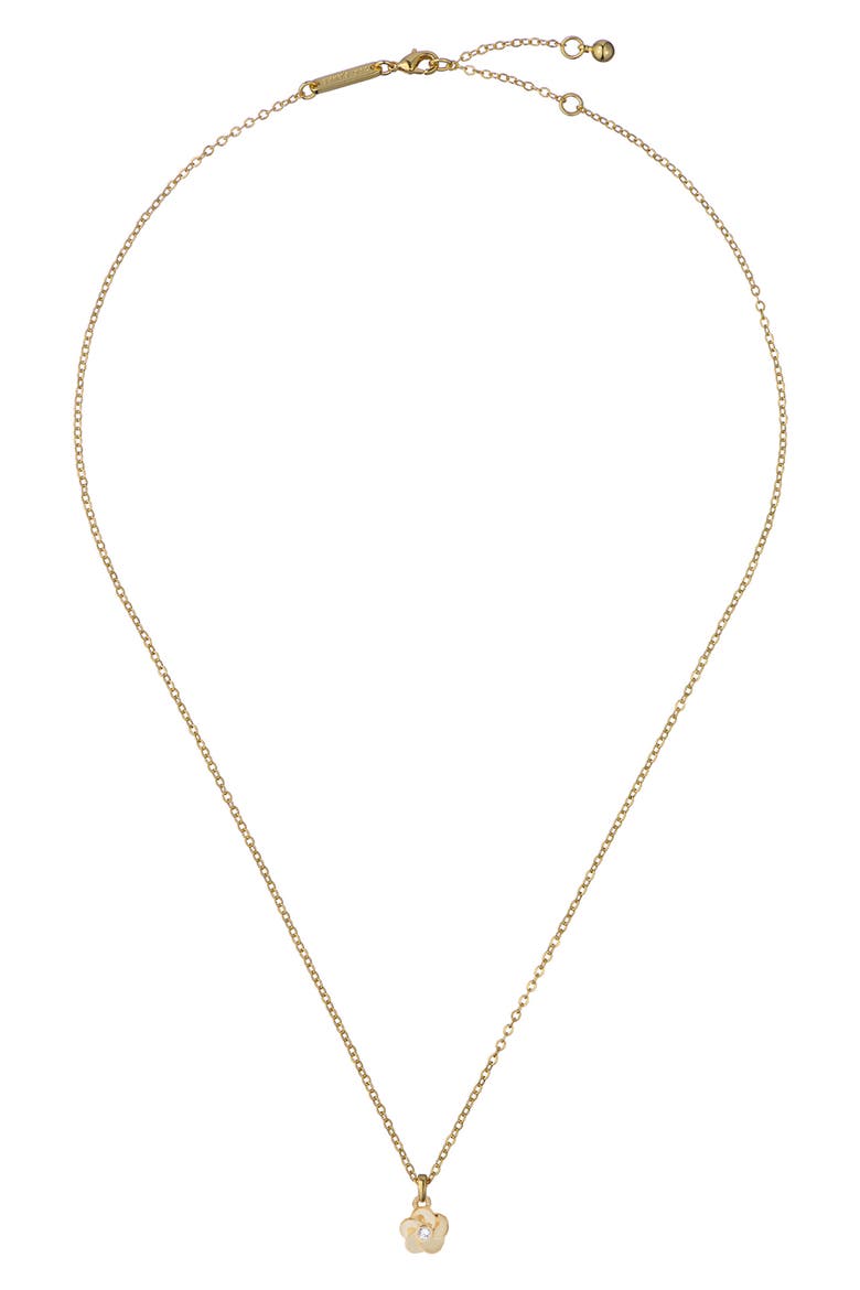 Parnela Polished Flower Pendant Necklace, Alternate, color, PALE GOLD/CRYSTAL