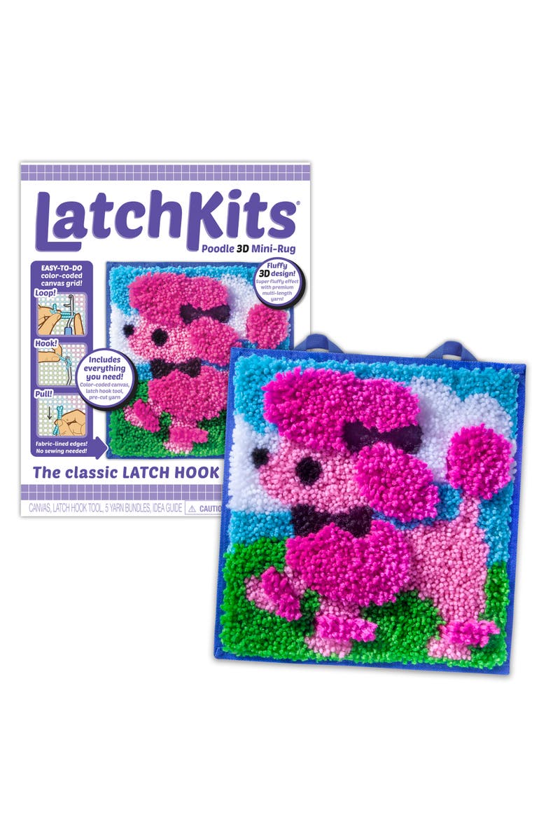 LatchKits Poodle 3D Minirug, Craft Activity Kit, 12 X 11 Inches, Kids 6+, Alternate, color, Multicolored