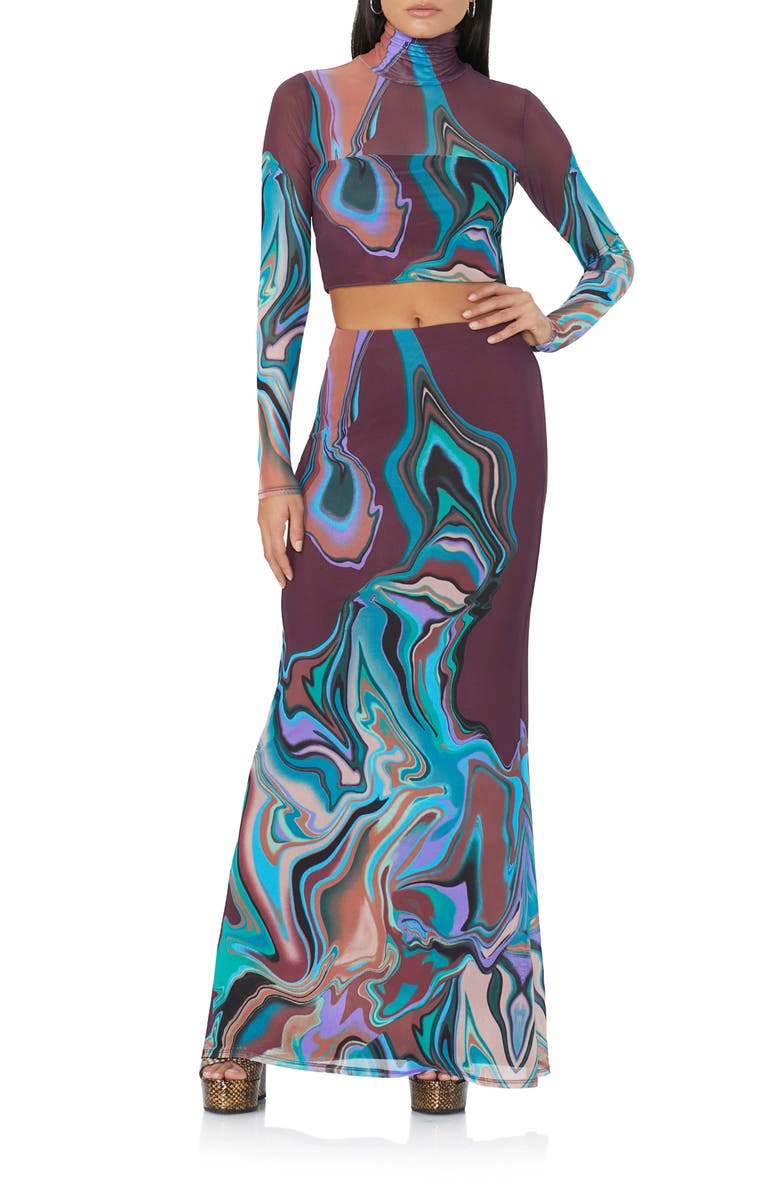 AFRM Cara Print Maxi Skirt, Alternate, color,
