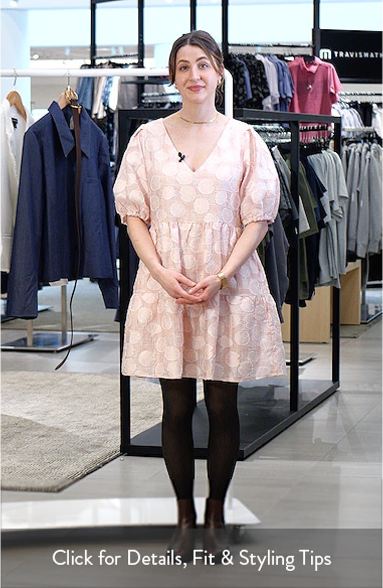 Puff Sleeve Jacquard Tiered Minidress, sales video thumbnail