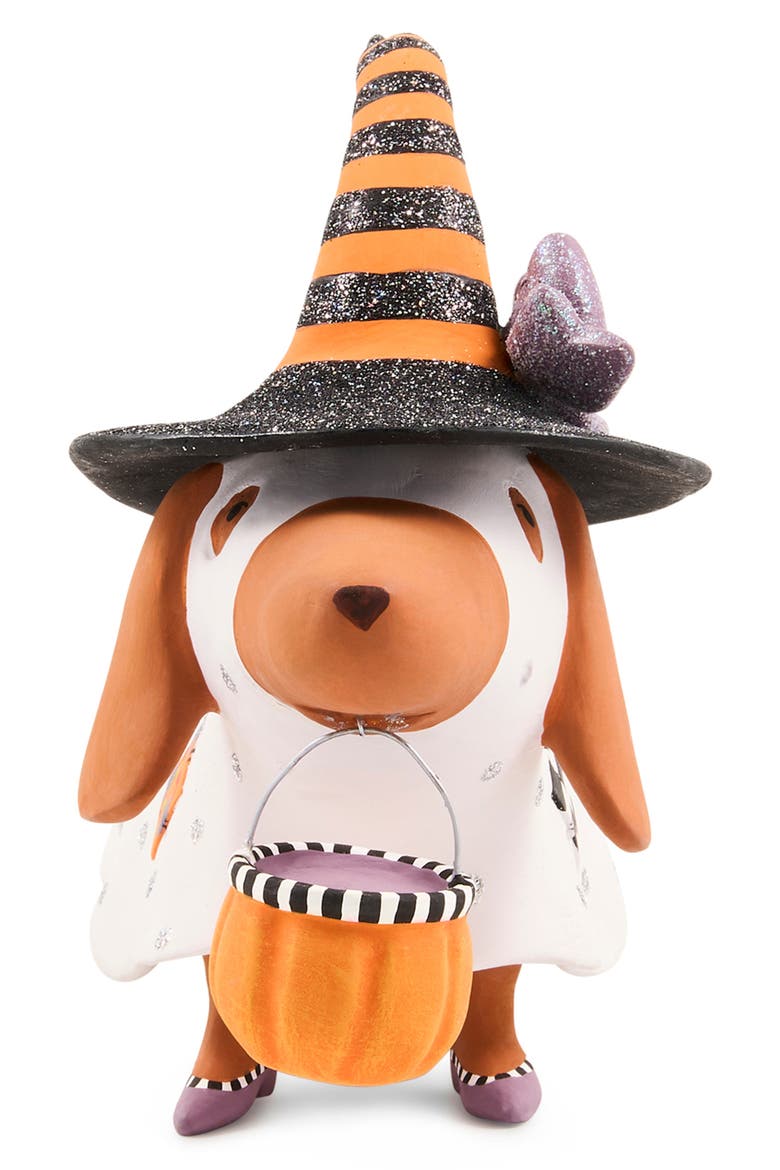 Patience Brewster Dottie Dachshund Halloween Ornament, Main, color, WHITE