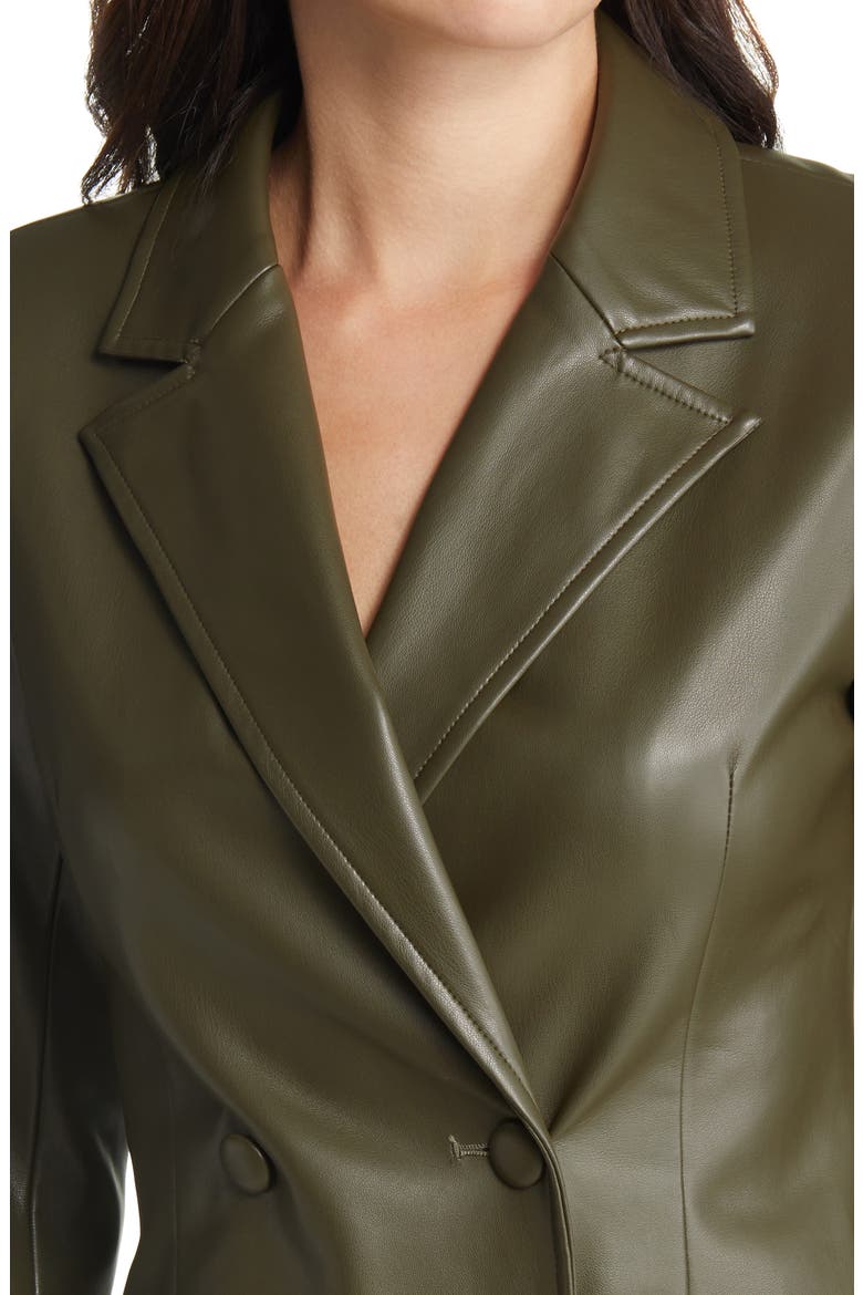 Clara Long Sleeve Faux Leather Blazer Minidress, Alternate, color, OLIVE